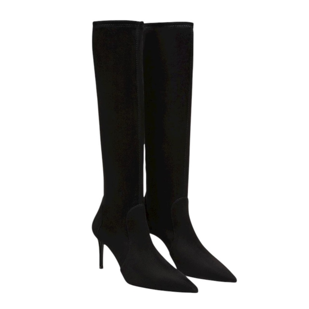Stuart Weitzman 75mm Stuart Power Boots Black Suede Knee High Stiletto Boots
